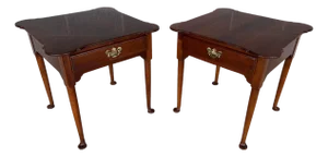 Vintage Porringer Top Cherry Side Tables - A Pair
