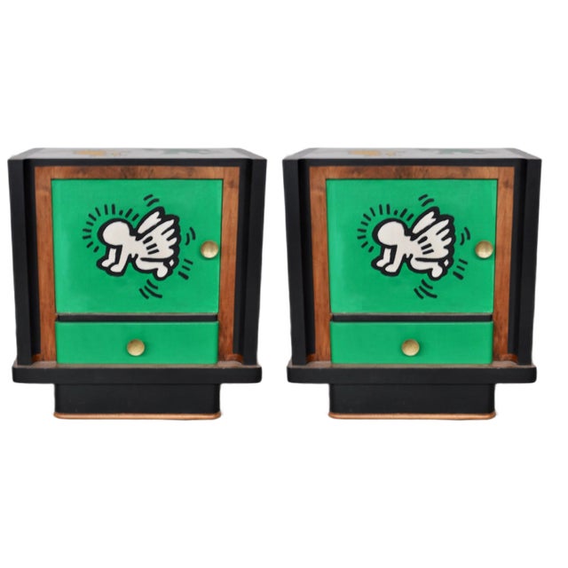 Italian Walnut Dressers, 1980s, Set of 2 For Sale