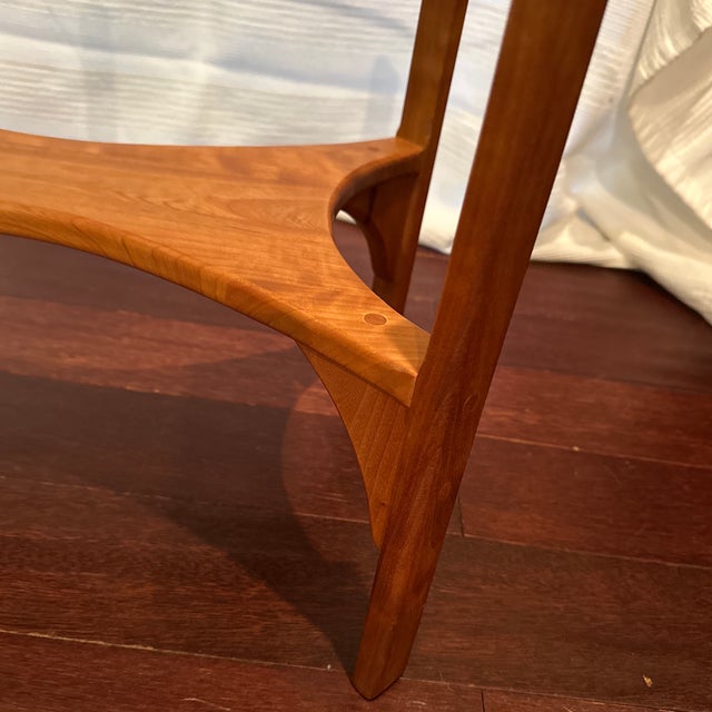 1990s Modern Glass Top Side Table With Sculptural Walnut Base For Sale - Image 4 of 12