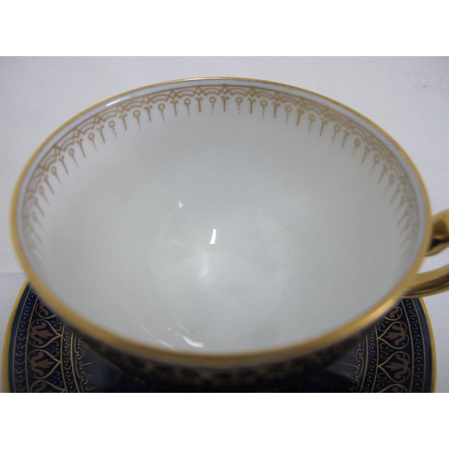 19th Century Carl Knoll Karlsbad Gilt Hand Painted Landscape Porcelain Coffee Cup & Saucer For Sale - Image 9 of 10