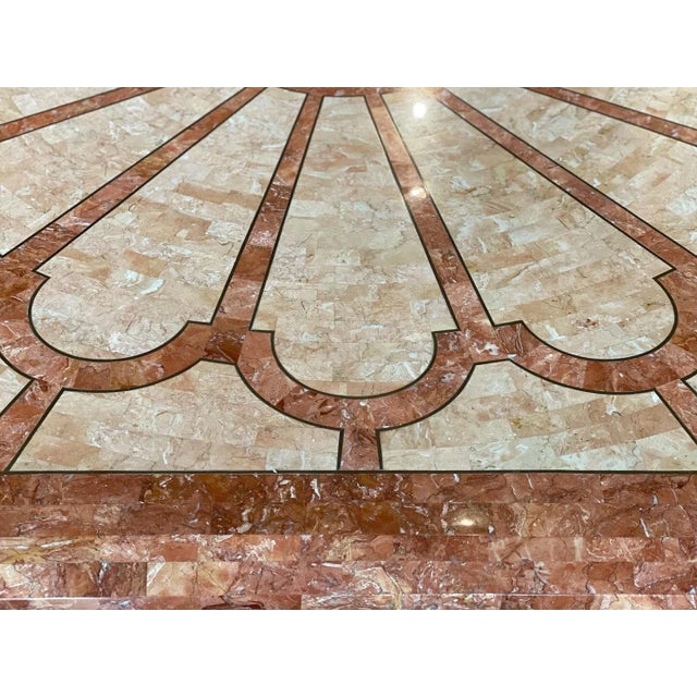 Orange 1980s Vintage Maitland Smith Fossilized Coral Tessellated Stone Dining Table For Sale - Image 8 of 9
