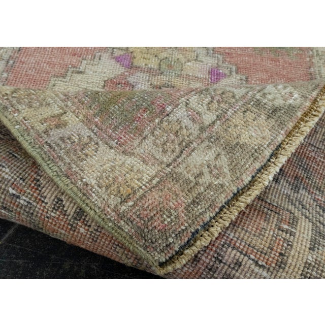 Textile Turkish Mini Rug Oriental Hand Knotted Vintage Rug 1'8" x 3'3" #16616 For Sale - Image 7 of 8