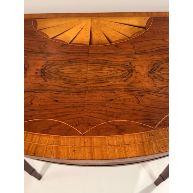 Mahogany & Satinwood Inlaid Demilune Console Tables -a Pair For Sale - Image 11 of 12