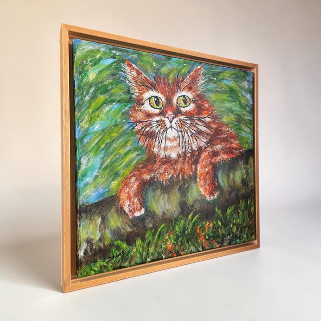 Irene Van Genderen-Van De Wilt, Orange Cat Painting, 2000s, Canvas and Beech For Sale - Image 6 of 17
