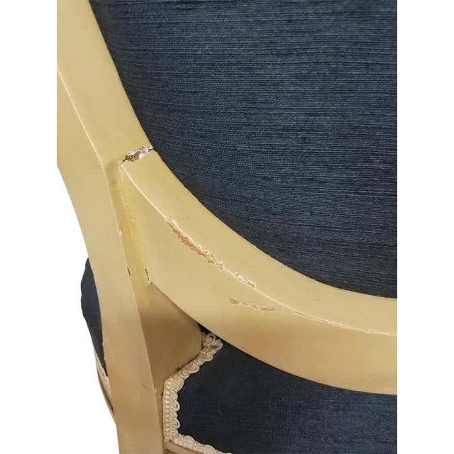 Wood Louis XVI Style Blue Médaillon Chair, 1950s For Sale - Image 7 of 13