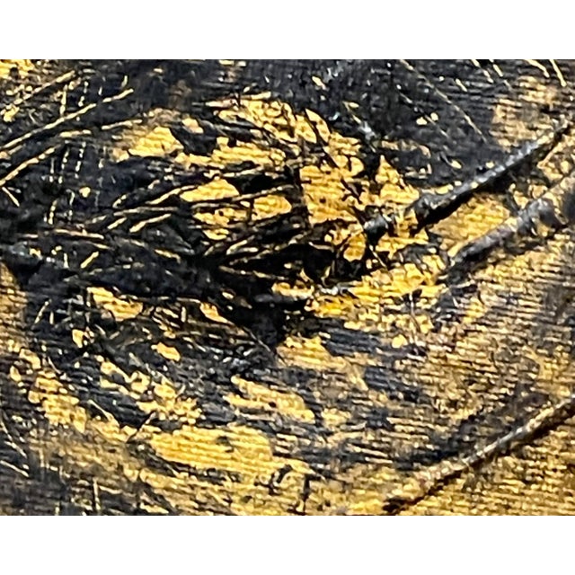 Abstract Expressionism Quiet Glow. III White Framed Gold on Black Painting For Sale - Image 3 of 3