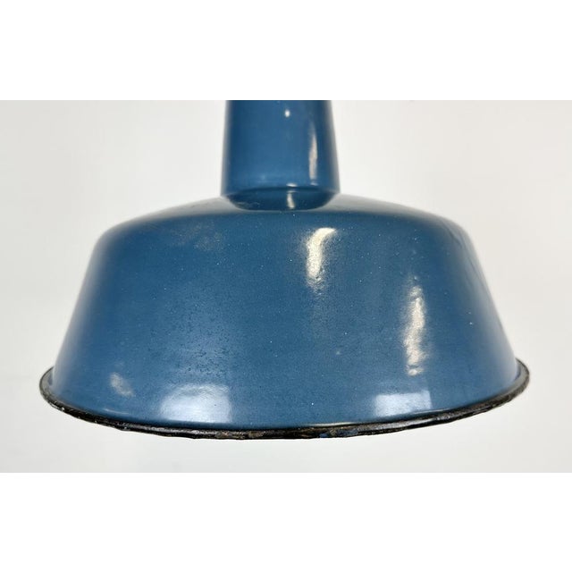 1960s Industrial Blue Enamel Factory Pendant Lamp, 1960s For Sale - Image 5 of 16
