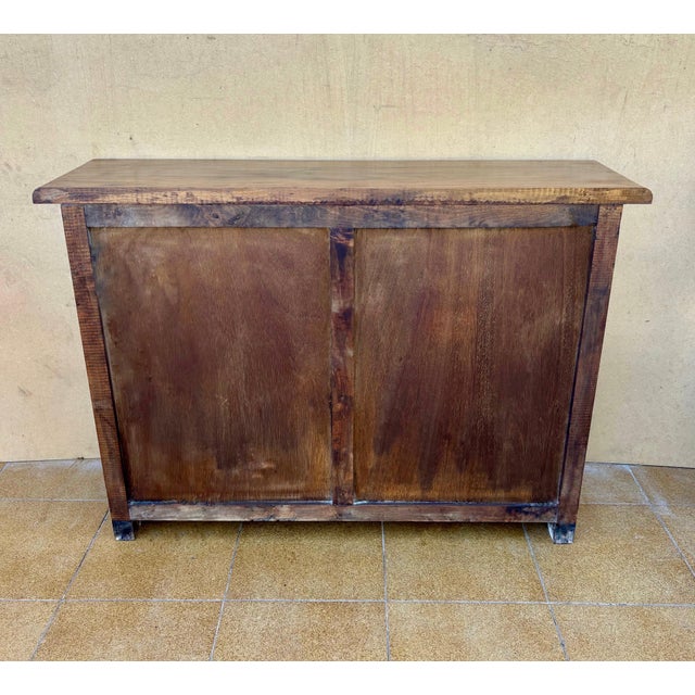 Brown Spanish Revival Carved Wood Cabinet with Iron Hardware, 1940s For Sale - Image 8 of 8