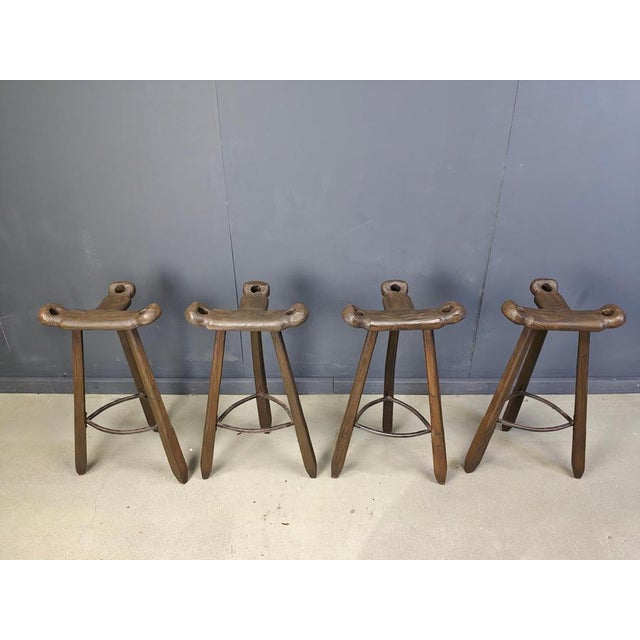 Vnitage Brutalist Bar Stools, 1960s, Set of 4 For Sale - Image 12 of 13
