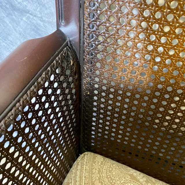 1980s Vintage Cane Side Lounge Chair Upholstered For Sale - Image 5 of 18