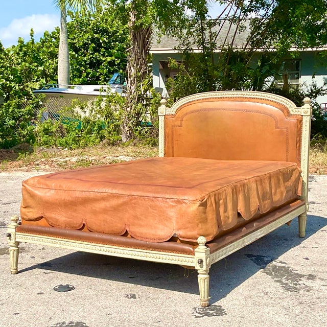 Vintage Regency Embossed Leather Daybed Chairish