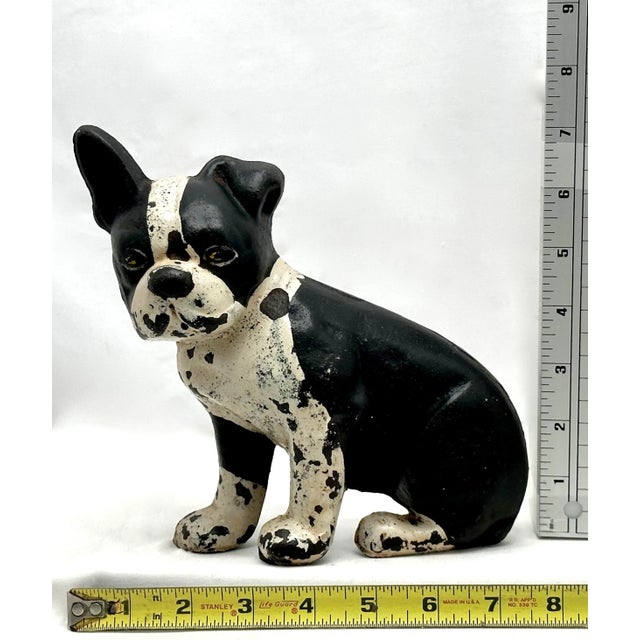 Hard 2 Find Vintage 1930s "Wedge" Type Cast Iron Boston Terrier Puppy Dog Doorstop by Spencer Guillford For Sale - Image 12 of 12