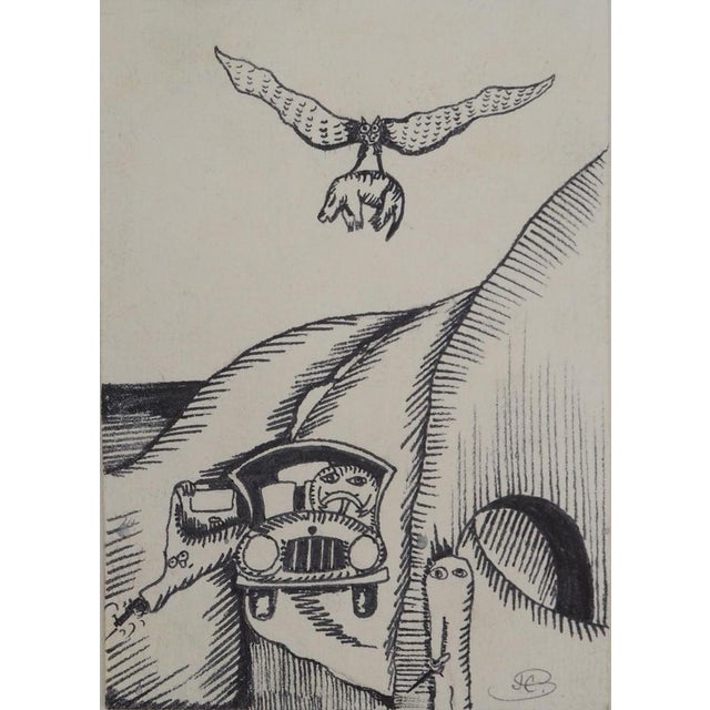 Jean-Claude Silbermann: Sneaky Signs, The Car Ride, Original Signed Drawing For Sale - Image 5 of 5