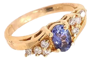 14 Karat Yellow Gold Topaz and Diamond Contemporary Ring