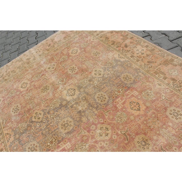 Orange Vintage Turkish Area Rug - 77.5"x112" For Sale - Image 8 of 13