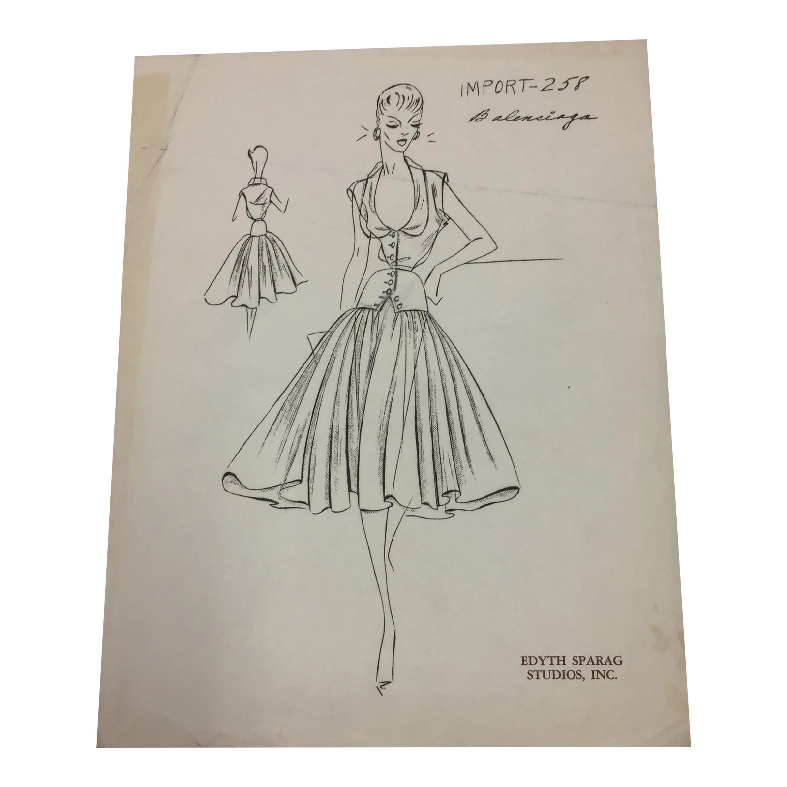 Original Fashion Drawing Edyth Sparag Studios | Chairish