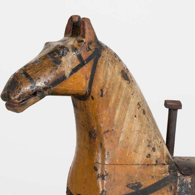 Folk Art Mid 19th Century Swedish Original Painted Pine Small Carousel Horse For Sale - Image 3 of 14