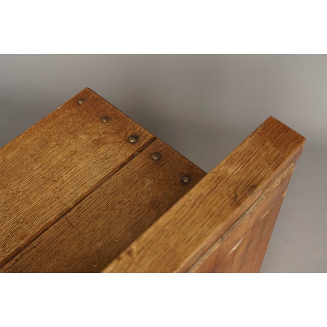 Traditionalist Dutch Oak Bench in the style of Delft School. 1920s For Sale - Image 9 of 10