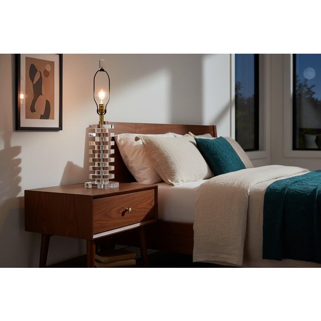 1970s Multi Stacked Lucite Table Lamp For Sale - Image 9 of 9