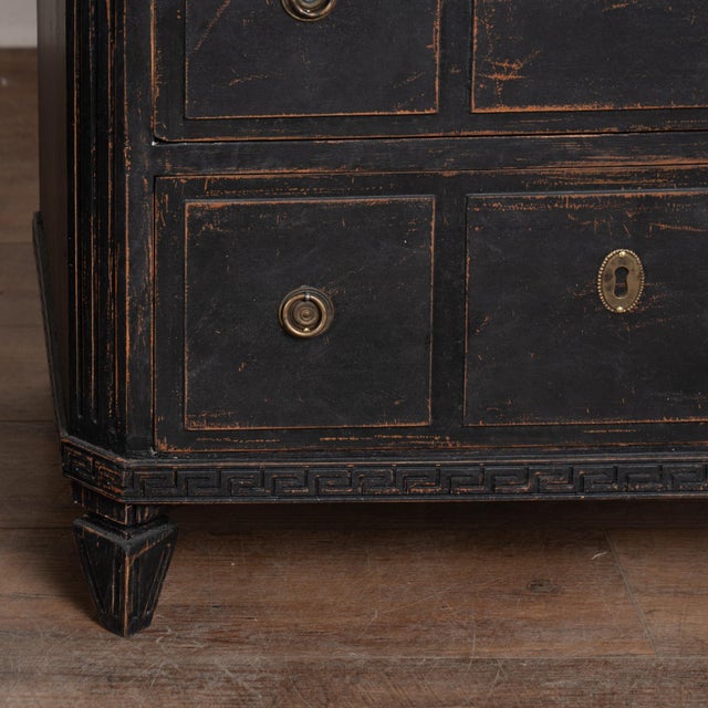 Pair of 19th Century Swedish Gustavian Black Painted Chests of Drawers For Sale - Image 10 of 16