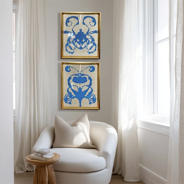 Medium: Acrylic paint on raw canvas Frame size: 21.5" x 17.5" Style: Abstract, Rorschach-inspired, modern minimalist...