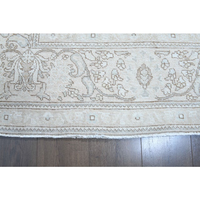 1970s Vintage Persian Handmade Wool Cotton Light Beige Area Rug For Sale - Image 10 of 11
