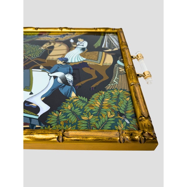 2020s Gold Faux Bamboo Manuel Canovas Indian Celebration Tray For Sale - Image 5 of 8