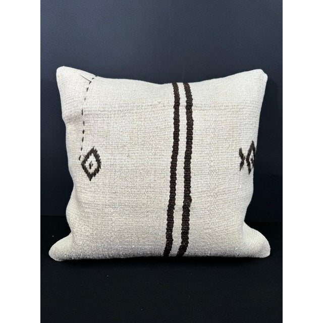 Turkish Hemp Pillow Cushion Natural Beige Black Cushion Cover 20"x20" #30671 Enhance your home decor with our Kilim Pillow...