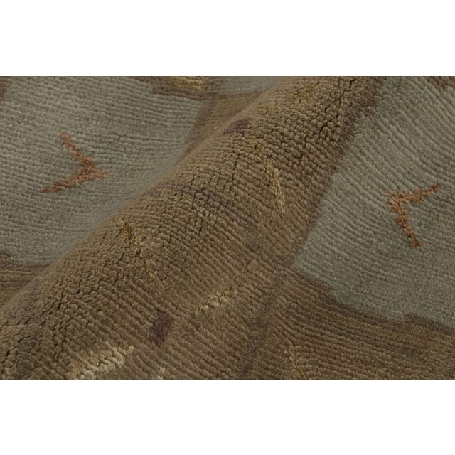 Beige Rug & Kilim’s Custom Art Deco Geometric Blue and Beige Wool and Silk Runner For Sale - Image 8 of 9