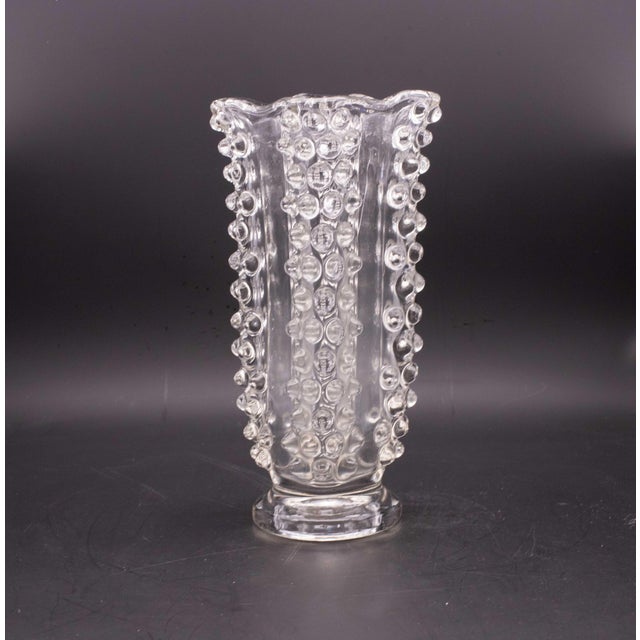 Transparent Bugnato Murano Glass Italian Rostrato Vase Attributed to Barovier & Toso, 1960s For Sale - Image 8 of 10