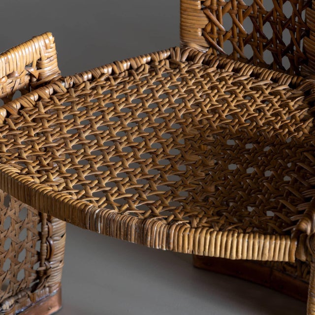 Modern Set of Six Rattan Side Chairs, attr. to Danny Ho Fong for Tropi-Cal, Italy 1970s For Sale - Image 3 of 18