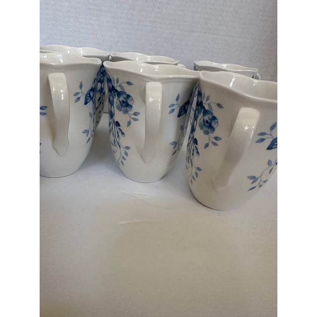 White 1970s Butterfly Meadow Toile Blue Porcelain Mugs by Lenox- Set of 8 For Sale - Image 8 of 8
