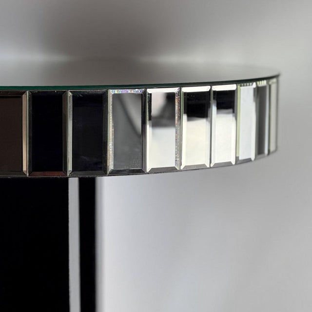 Art Deco Round Mirrored Bar Table in Black Painted Wood, 1930s For Sale - Image 16 of 18