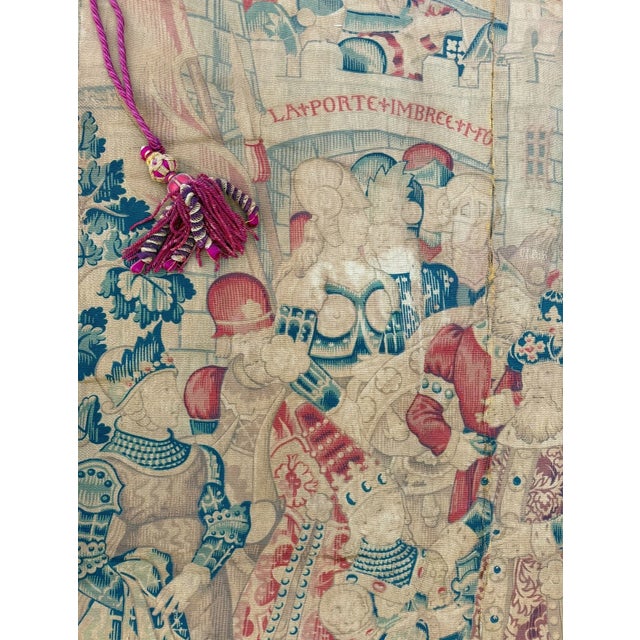 Large Antique Gothic Adaptation the War of Troy Tapestry French Europe Tapestry For Sale - Image 17 of 18