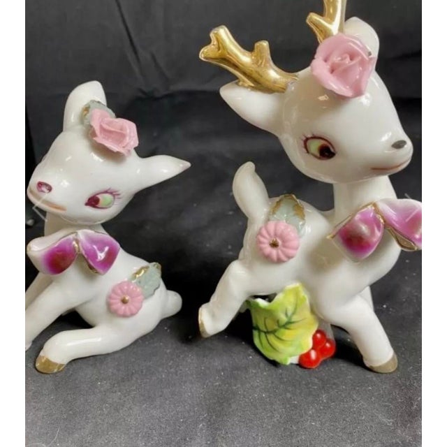 Pair of Japanese Vintage Deer Figurines. Wales Ceramic Co. Mid Century Modern.