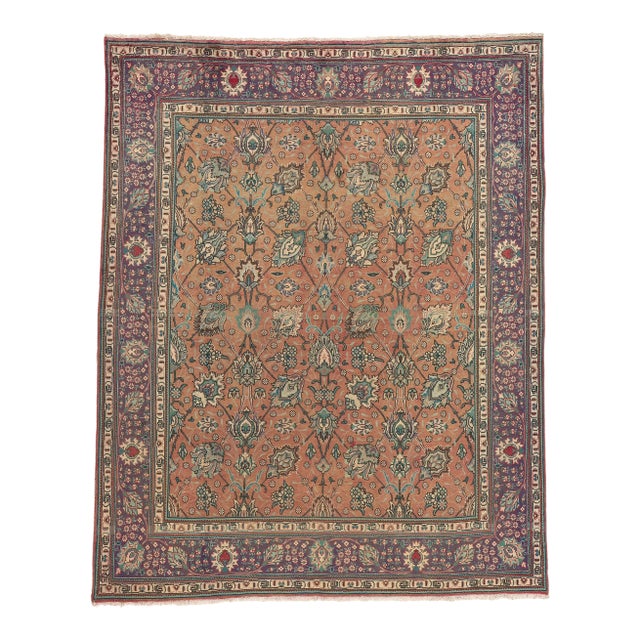 Mid 20th Century Mid 20th Century Vintage Persian Tabriz Rug - 07'10 X09'08 For Sale