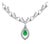 14K White Gold Filigree Emerald Diamond Necklace For Sale