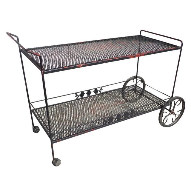 Black Woodard Wrought Iron Bar Serving Cart For Sale - Image 8 of 8