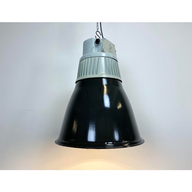 Industrial Black Enamel Pendant Lamps from Elektrosvit, 1970s, Set of 4 For Sale - Image 13 of 16