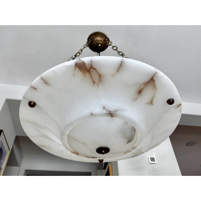 Large French Directoire Style Alabaster Pendant Chandelier For Sale - Image 17 of 17