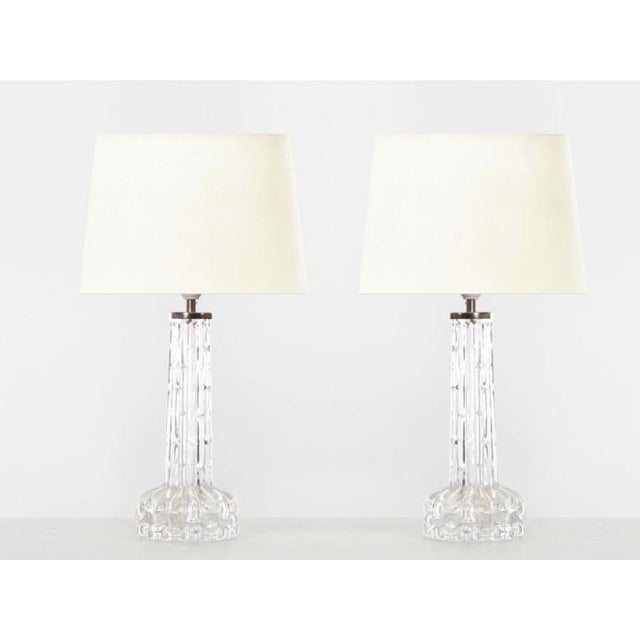 Mid-Century Scandinavian Modern Crystal Table Lamps attributed to Carl Fagerlund for Orrefors, 1960s, Set of 2 For Sale - Image 8 of 8