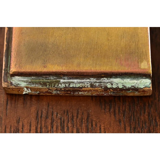 Tiffany Studios New York Zodiac Bronze Blotter Ends With Leather Desk Blotter For Sale - Image 14 of 16