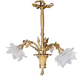Louis XVI Patinated Gilt Bronze Chandelier, 1890s For Sale