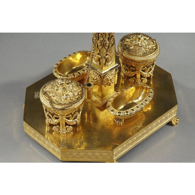 Empire Period Gilt Bronze Obelisk Inkwell, 1810 For Sale - Image 16 of 18