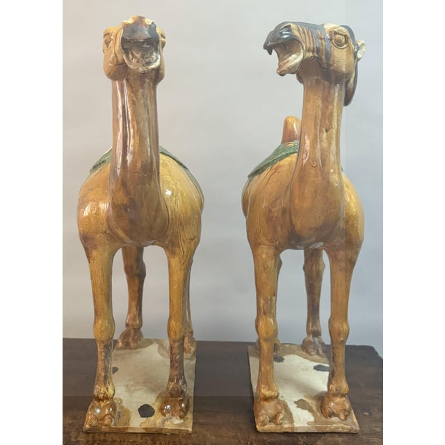 Pair of 19th Century Chinese Glazed Pottery Camel Figures For Sale - Image 15 of 17