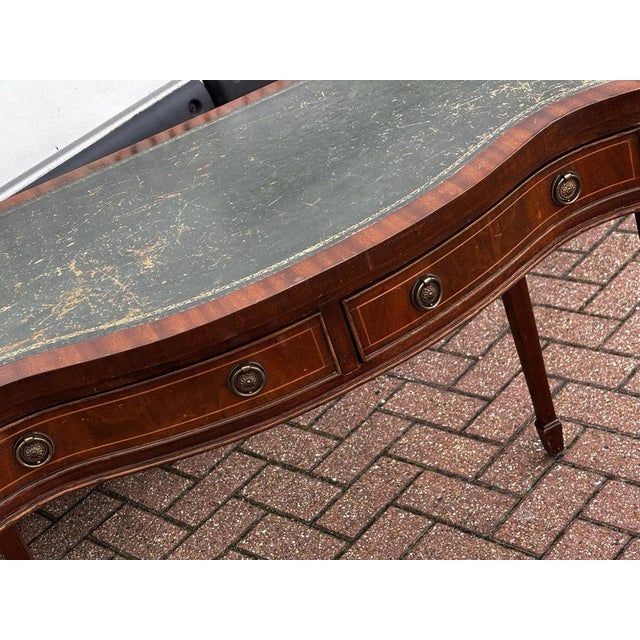 Sheraton Revival Serpentine Front Mahogany Console Table For Sale - Image 4 of 10