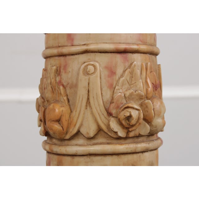 19th Century Vintage Neoclassical Alabaster Column Pedestal For Sale - Image 5 of 14