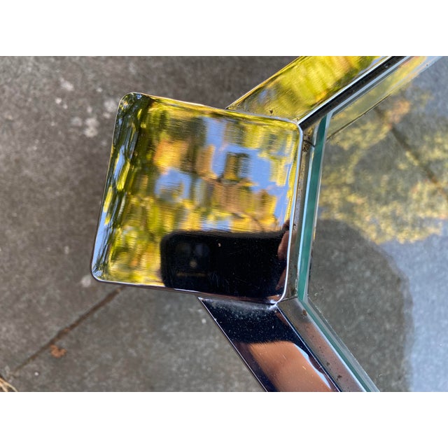 Chrome Vintage Mid Century Modernist Chrome Glass Coffee Table Milo Baughman Style For Sale - Image 8 of 18