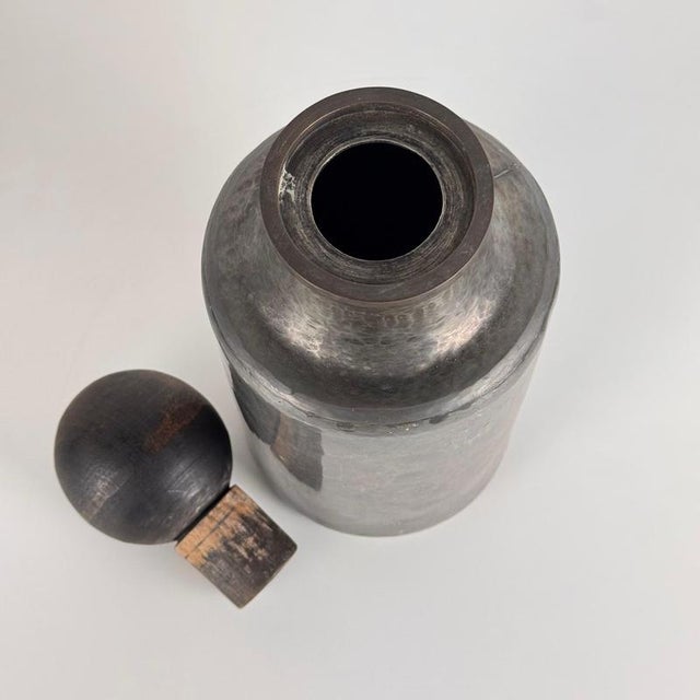 Metal Hammered Aluminum Decorative Bottle attributed to Lorenzo Burchiellaro, 1960s For Sale - Image 7 of 14