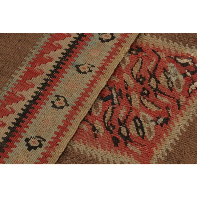Antique Traditional Senneh Persian Red and Blue Wool Kilim With Earth Tones For Sale - Image 10 of 10